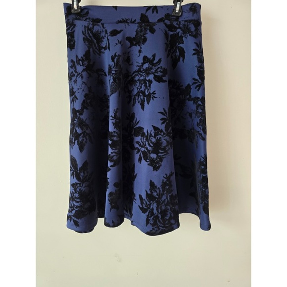 Faith and Joy Womens Velvet Burnout Midi Skirt Size M Floral Fairy Grunge